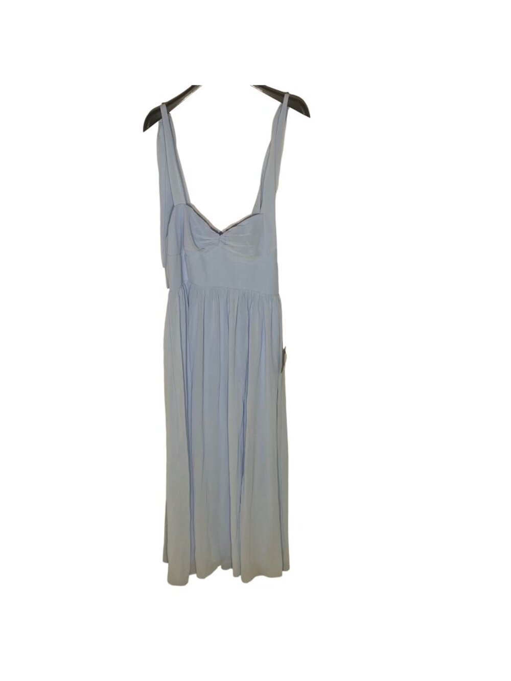 Lulus Chiffon Babydoll Tie Strap Midi Dress Light Blue Sz LG